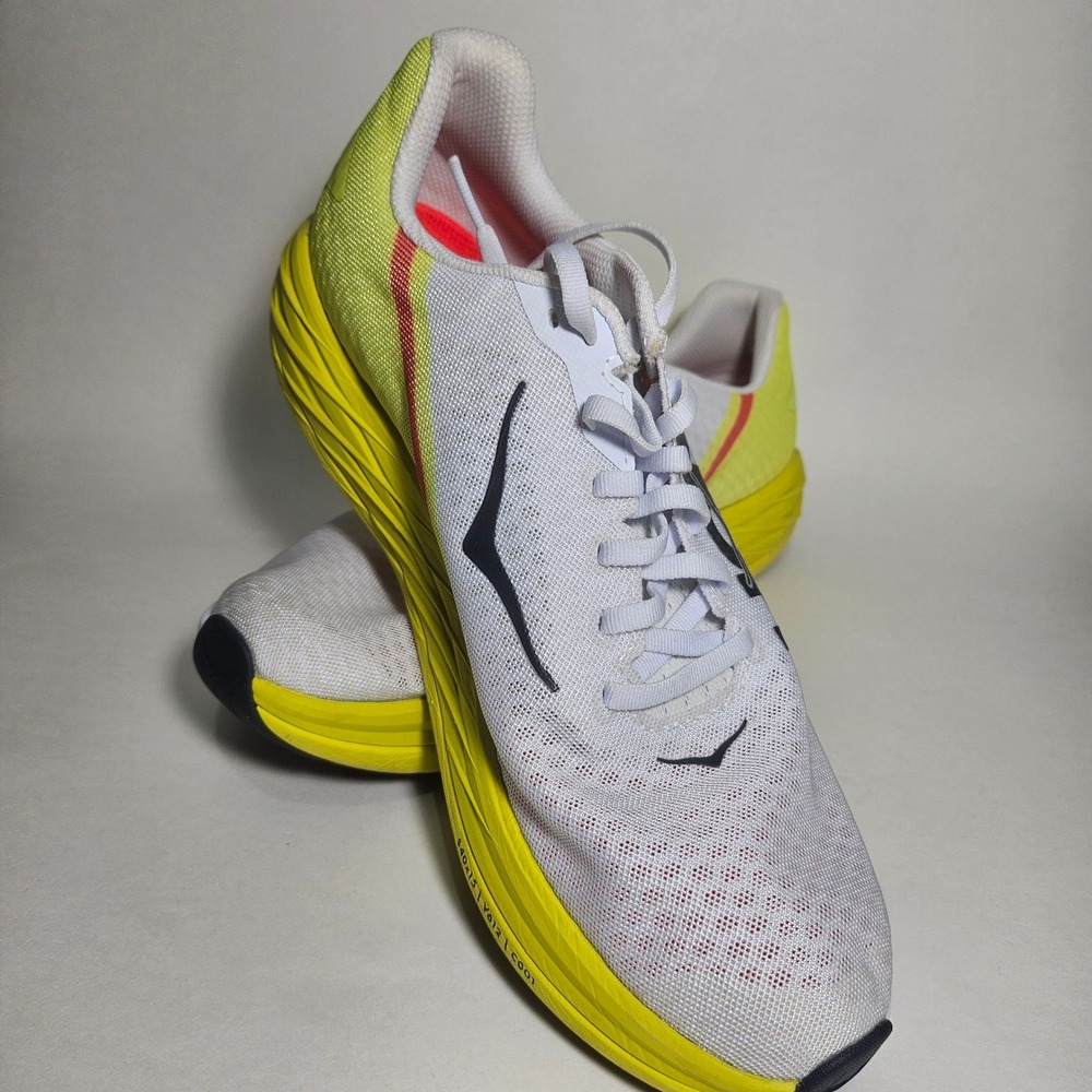 Hoka One One Rocket X Running Shoes White Yellow Mens 9.5 Womens 10.5 1113532